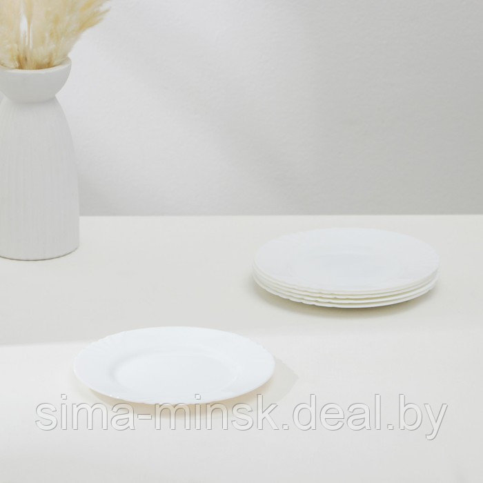 Набор десертных тарелок Luminarc CADIX, d=19,5 см, стеклокерамика, 6 шт, цвет белый - фото 1 - id-p210194461