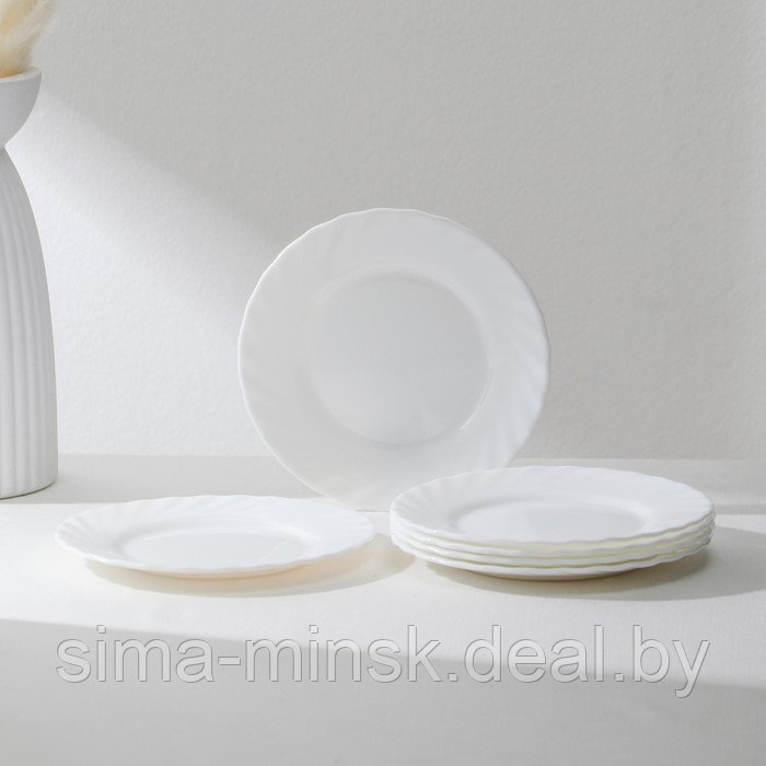 Набор пирожковых тарелок Luminarc TRIANON, d=16 см, стеклокерамика, 6 шт, цвет белый - фото 1 - id-p210194462