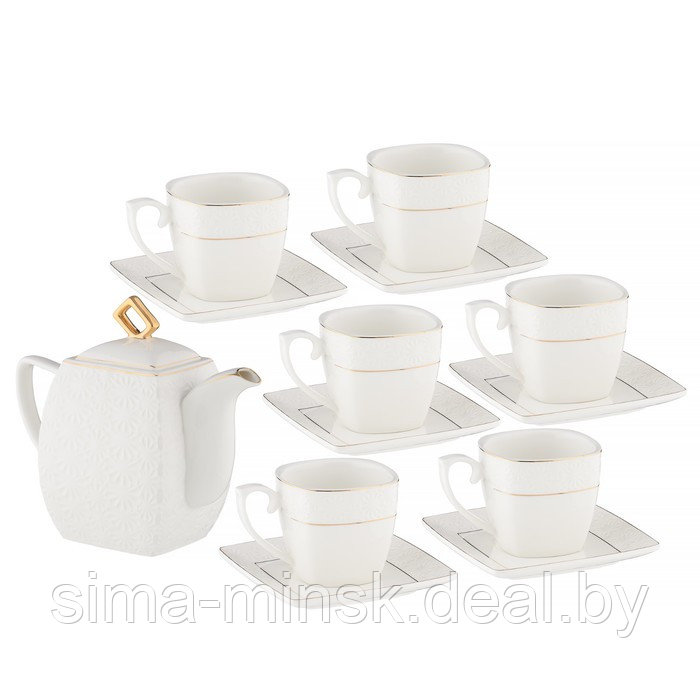 Чайный набор, 13 предметов, костяной фарфор - фото 1 - id-p210192095