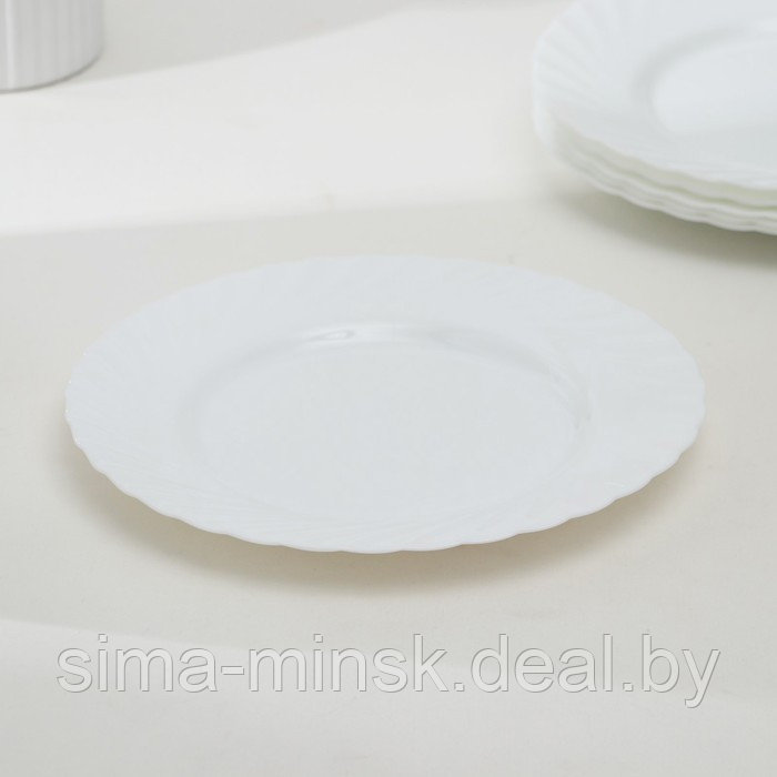 Набор обеденных тарелок Luminarc TRIANON, d=25 см, стеклокерамика, 6 шт, цвет белый - фото 2 - id-p210194477