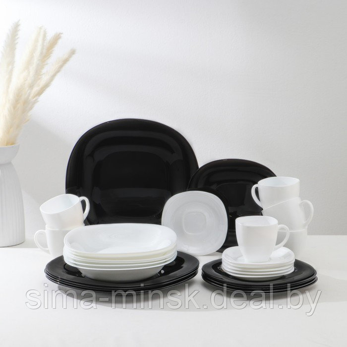 Сервиз столовый Luminarc Carine White&Black, стеклокерамика, 30 предметов, цвет белый и чёрный - фото 1 - id-p210194488
