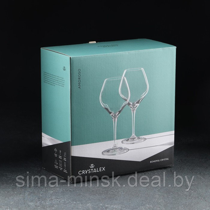Набор бокалов для вина «Аморосо», 2 шт, 350 мл, хрустальное стекло - фото 5 - id-p210193656