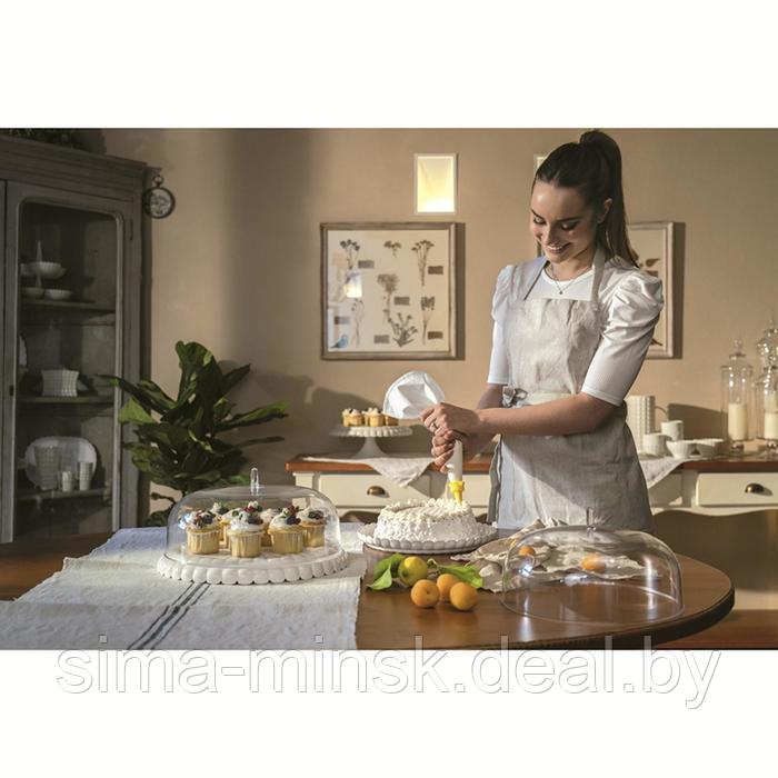 Блюдо сервировочное с крышкой Tiffany, 36 см, молочно-белое - фото 4 - id-p210192700