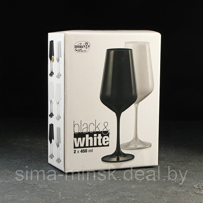 Набор бокалов для вина Bohemia Crystal «Сандра», 450 мл, 2 шт, цвет чёрный - фото 3 - id-p210193684