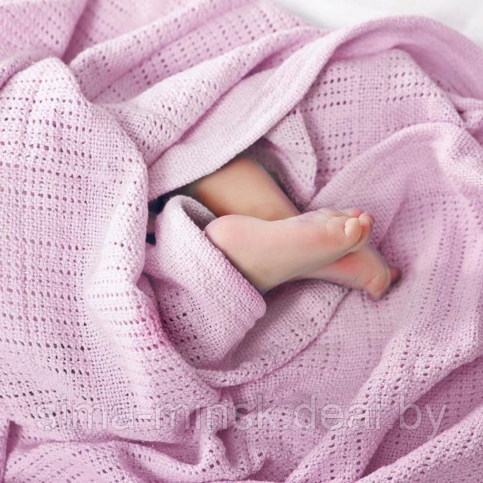 Одеяло вязаное, размер 90х118 см, цвет розовый - фото 1 - id-p210196237