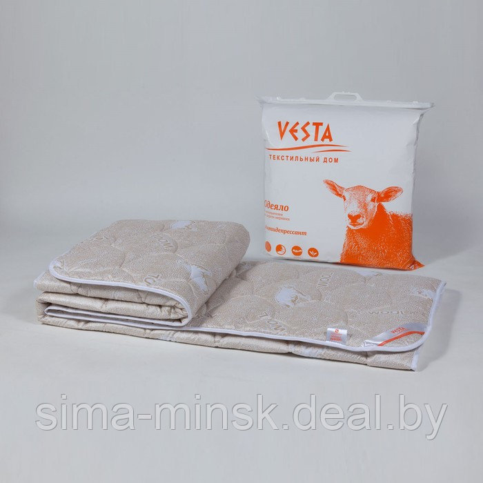 Одеяло зимнее 140х205 см, шерсть мериноса, ткань глосс-сатин, п/э 100% - фото 2 - id-p210196245