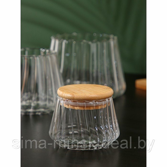 Набор банок стеклянных с бамбуковой крышкой BellaTenero «Эко», пирамидка, 14×22,5 см, 3 шт - фото 4 - id-p210194585