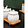 Набор банок керамических для сыпучих продуктов на деревянной подставке BellaTenero, 6 предметов: 3 банки 300, фото 4