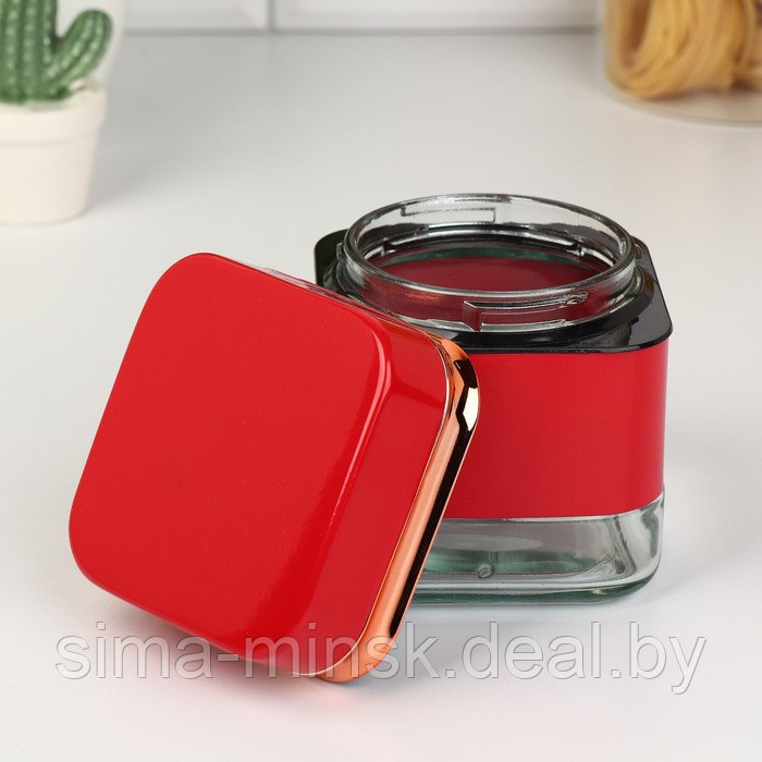 Набор банок стеклянных для сыпучих продуктов «Классика», 500 мл, 9,5×11,8 см, 3 шт, цвет красный - фото 2 - id-p210194595