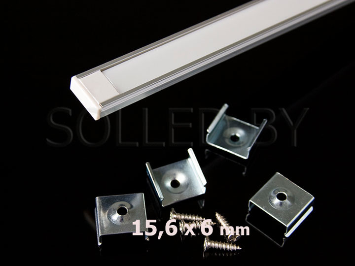 Алюминиевый профиль накладной 15,2х6 комплект для LED ленты