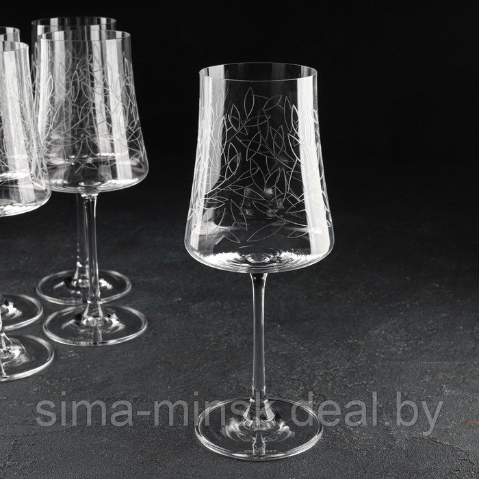 Набор бокалов для вина «Экстра», 460 мл, декор листья, 6 шт - фото 2 - id-p210193774