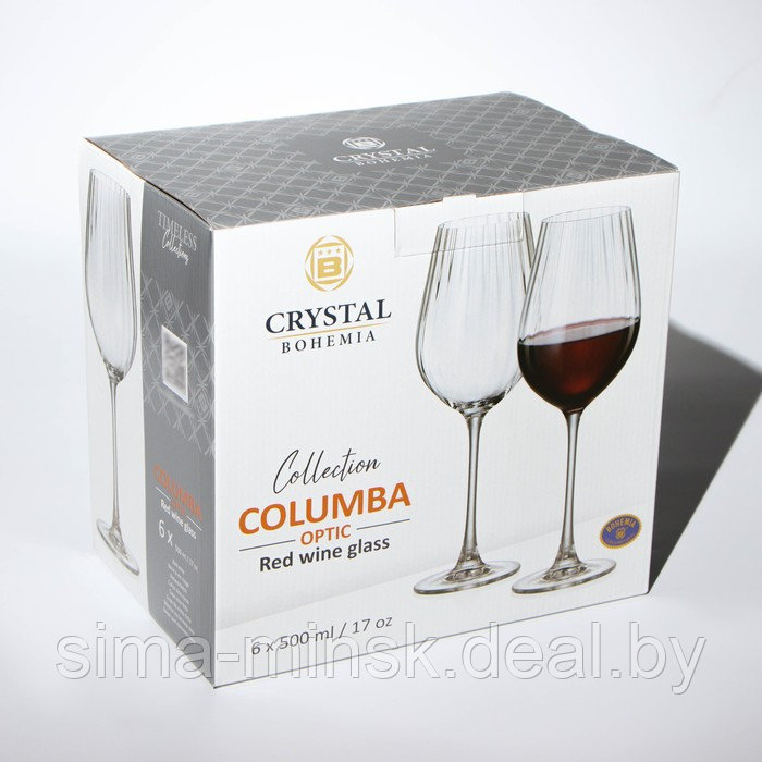 Набор бокалов для вина Columba Optic, стеклянный, 500 мл, 6 шт - фото 4 - id-p210193777
