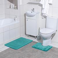 Набор ковриков для ванной и туалета Доляна «Поле», 2 шт: 39×50, 50×80 см, цвет зелёный