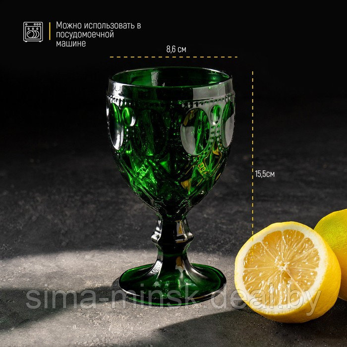 Набор бокалов стеклянных Magistro «Варьете», 320 мл, 8,5×16 см, 6 шт, цвет зелёный - фото 3 - id-p210193782