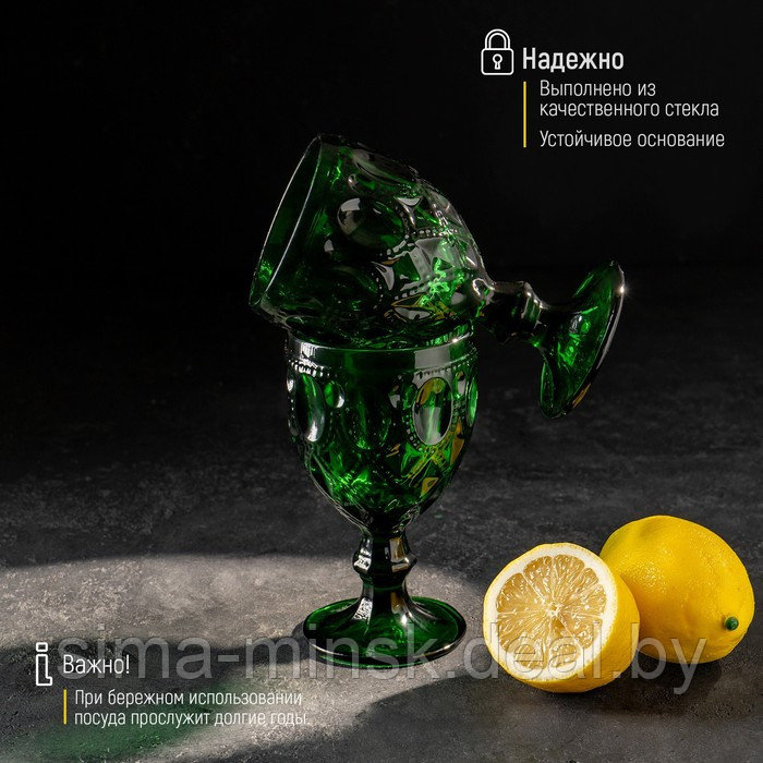 Набор бокалов стеклянных Magistro «Варьете», 320 мл, 8,5×16 см, 6 шт, цвет зелёный - фото 4 - id-p210193782