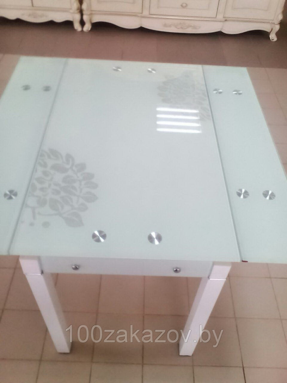 Стол кухонный раздвижной B-07. Обеденный стол трансформер стеклянный 100*60 - фото 2 - id-p23515953