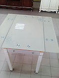 Стол кухонный раздвижной B-07. Обеденный стол трансформер стеклянный 100*60, фото 3