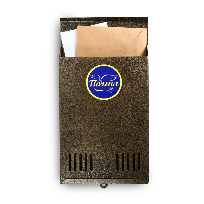Ящик почтовый без замка (с петлёй), вертикальный, бронзовый - фото 1 - id-p210200604