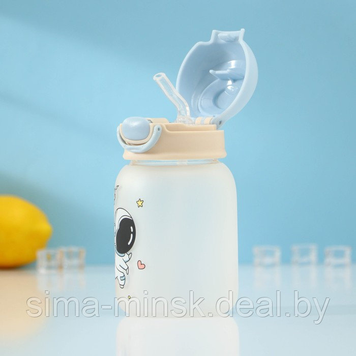 Бутылка для воды стеклянная «Космонавты», 450 мл, 8,2×15 см, рисунок МИКС, матовое стекло - фото 4 - id-p210193822
