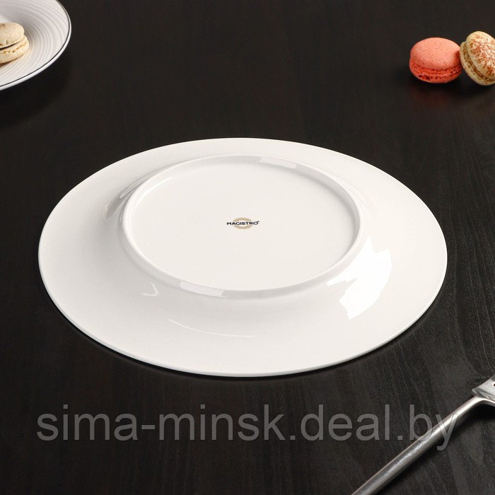 Тарелка фарфоровая обеденная с утолщённым краем Magistro La Perle, d=27 см, цвет белый - фото 4 - id-p210192861