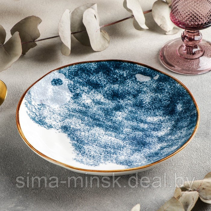 Тарелка керамическая глубокая «Море», 400 мл, d=20 см, цвет синий - фото 1 - id-p210192864