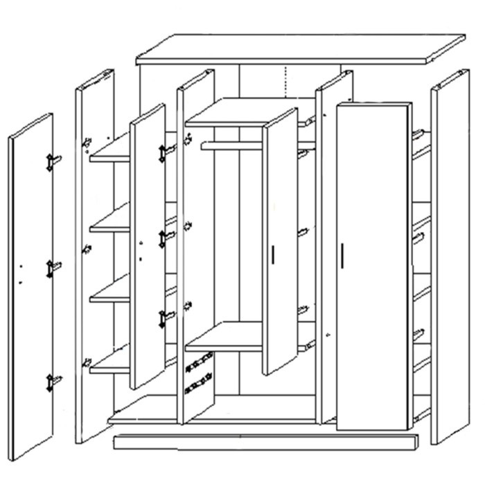 Шкаф 4-х дверный Квадро, 1600х482х2200, Венге/Лоредо - фото 2 - id-p210200266