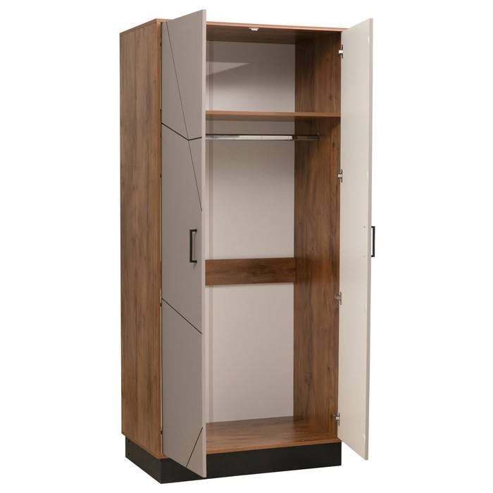 Шкаф 2-х дверный для одежды «Гамма» 54.03, 954×565×2075 мм, таксония / чёрный / ПВХ грей - фото 2 - id-p210200272
