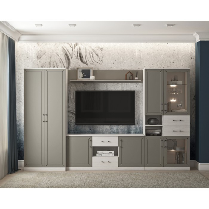Шкаф 2-х дверный для одежды «Босфор», 804×532×1998 мм, ясень анкор светлый/глиняный серый - фото 3 - id-p210200274