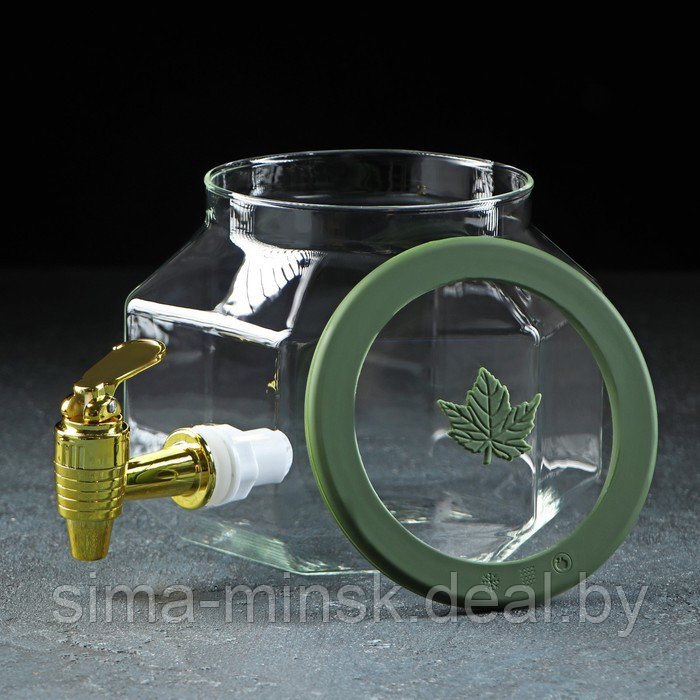Диспенсер для напитков стеклянный «Листок», 2,5 л, 18×12×15 см - фото 2 - id-p210193842