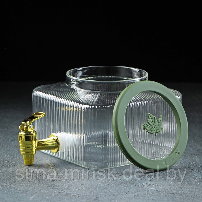Диспенсер для напитков стеклянный «Листок», 2,6 л, 18×13,5 см - фото 2 - id-p210193845