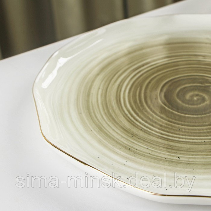 Тарелка фарфоровая обеденная Доляна «Млечный путь», d=25 см, цвет серый - фото 3 - id-p210192878