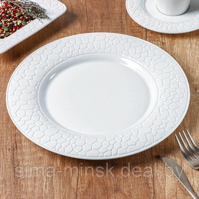 Тарелка фарфоровая обеденная Magistro Rodos, d=25,8 см, цвет белый - фото 4 - id-p210192889