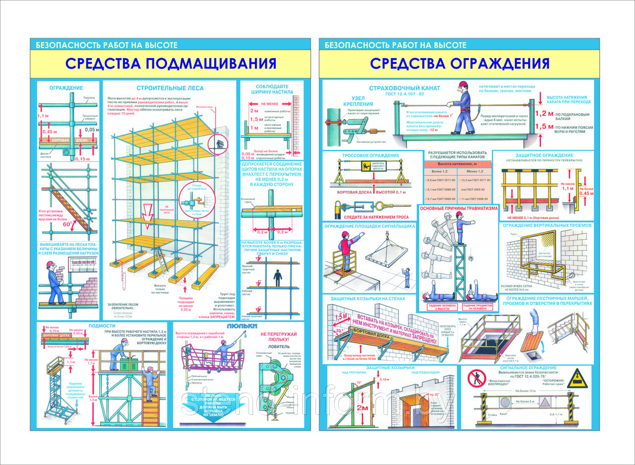 Плакат по Охране труда р-р А2 № 97-98 Безопасность работ на высоте - фото 1 - id-p29781354