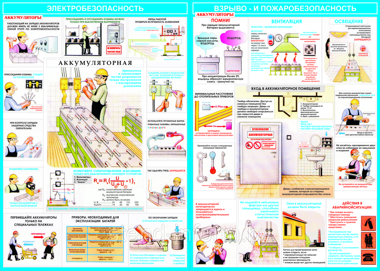 Плакат по Охране труда № 102-103 Аккумуляторы р-р 40*57 см - фото 1 - id-p29781464