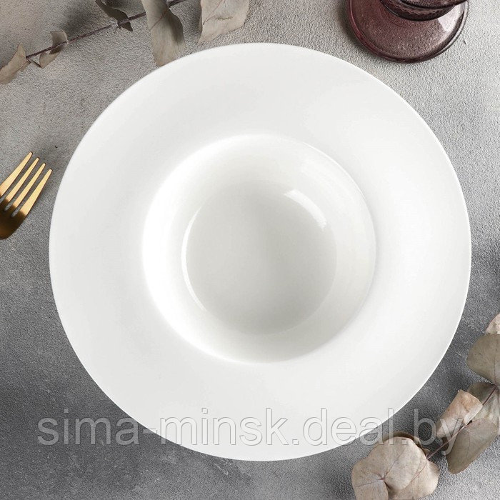Тарелка фарфоровая для пасты Wilmax, 600 мл, d=25 см, цвет белый - фото 2 - id-p210192928