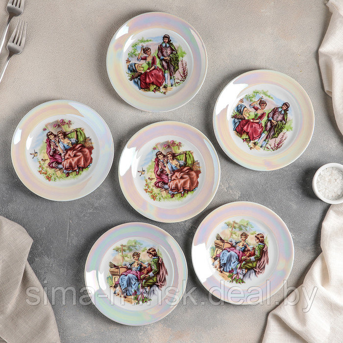 Набор мелких тарелок «Мадонна», 6 шт, цвет МИКС - фото 4 - id-p210192931