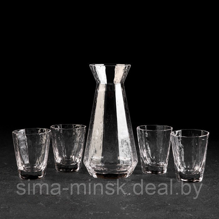 Набор питьевой из стекла «Иней», 5 предметов: графин 300 мл, стакан 70 мл, 4 шт - фото 2 - id-p210193922