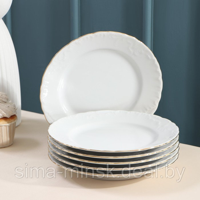 Набор тарелок Rococo, 6 шт: d=19 см, цвет белый, фарфор - фото 1 - id-p210192985