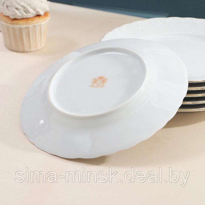 Набор тарелок Rococo, 6 шт: d=19 см, цвет белый, фарфор - фото 4 - id-p210192985