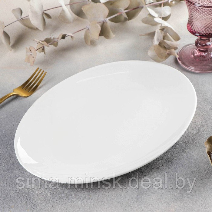 Блюдо фарфоровое овальное Wilmax Olivia, d=30,5 см, цвет белый - фото 2 - id-p210192482