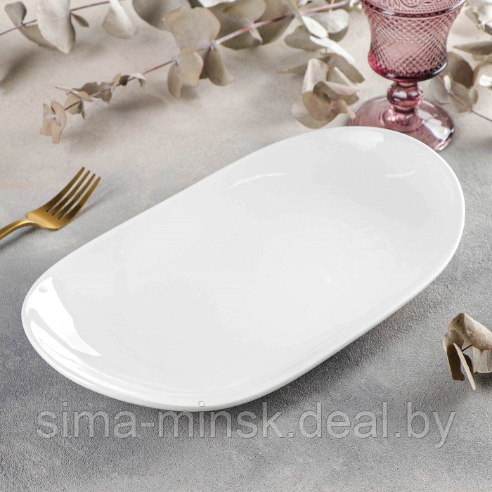 Блюдо фарфоровое овальное Wilmax, 33×18,5 см, цвет белый - фото 2 - id-p210192502