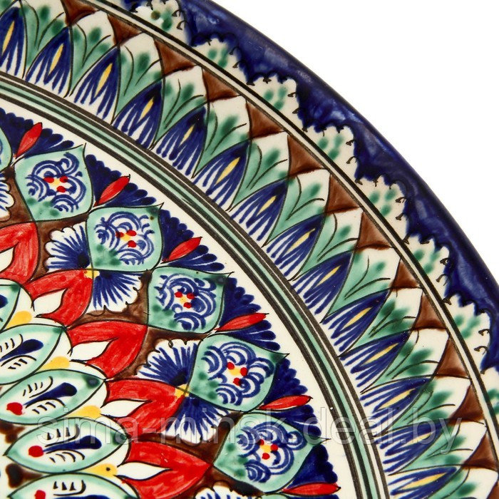 Ляган круглый «Риштан», 36 см, сине-красный орнамент - фото 6 - id-p210192518