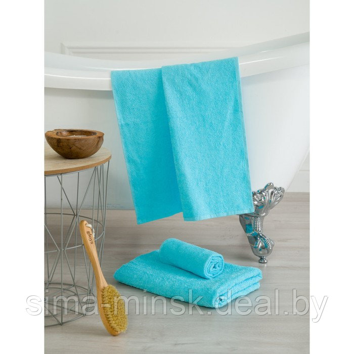 Полотенце пряжа «Ринг», без бордюра, размер 70x140 см, цвет голубой - фото 1 - id-p210198116