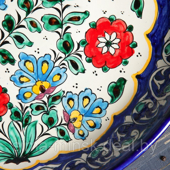 Ляган Риштанская Керамика "Цветы", 37 см, синий - фото 9 - id-p210192536