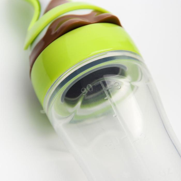 Бутылочка для кормления, силиконовая, с ложкой, от 5 мес., 90 мл, цвет зеленый - фото 6 - id-p210201537