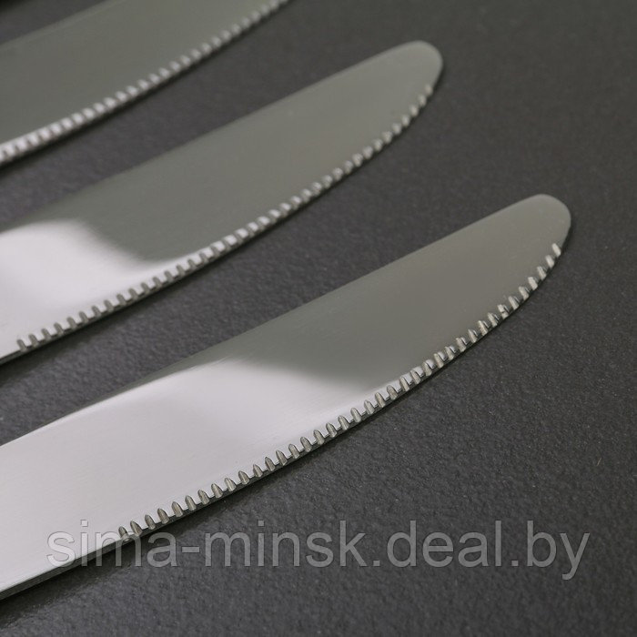 Набор ножей столовых из нержавеющей стали Доляна «Капля», h=23 см, 6 шт, цвет серебряный - фото 2 - id-p210193115