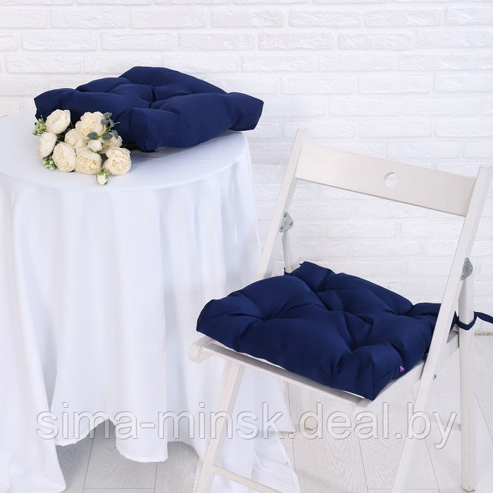 Набор подушек для стула непромокаемых, 40х40см 2 шт, цвет тёмно-синий, файберфлекс, грета 20%, пэ - фото 1 - id-p210195387