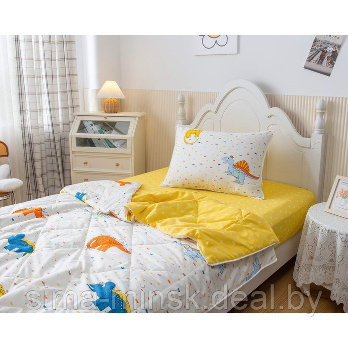 Комплект детский с одеялом «Дино», размер 160х220 см, 160х230 см, 50х70 см, цвет жёлтый - фото 2 - id-p210195959