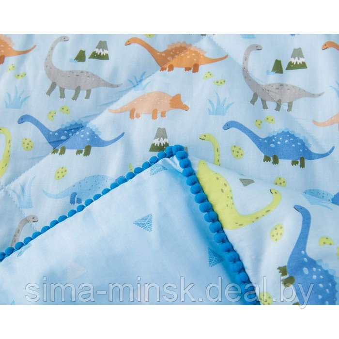 Комплект детский с одеялом «Динозаврики», размер 160х220 см, 160х230 см, 50х70 см, цвет голубой - фото 4 - id-p210195960
