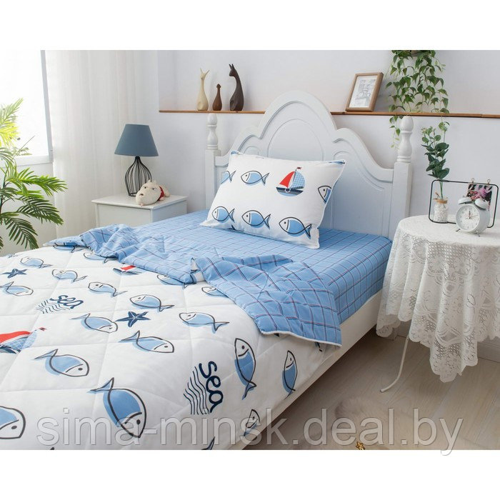 Комплект детский с одеялом «Морские», размер 160х220 см, 160х230 см, 50х70 см - фото 3 - id-p210195976